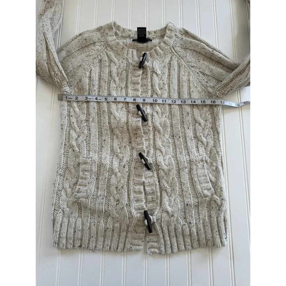 Relativity Womens PM Cream Cable Knit Cardigan Toggle‎ Wool Blend Y2K